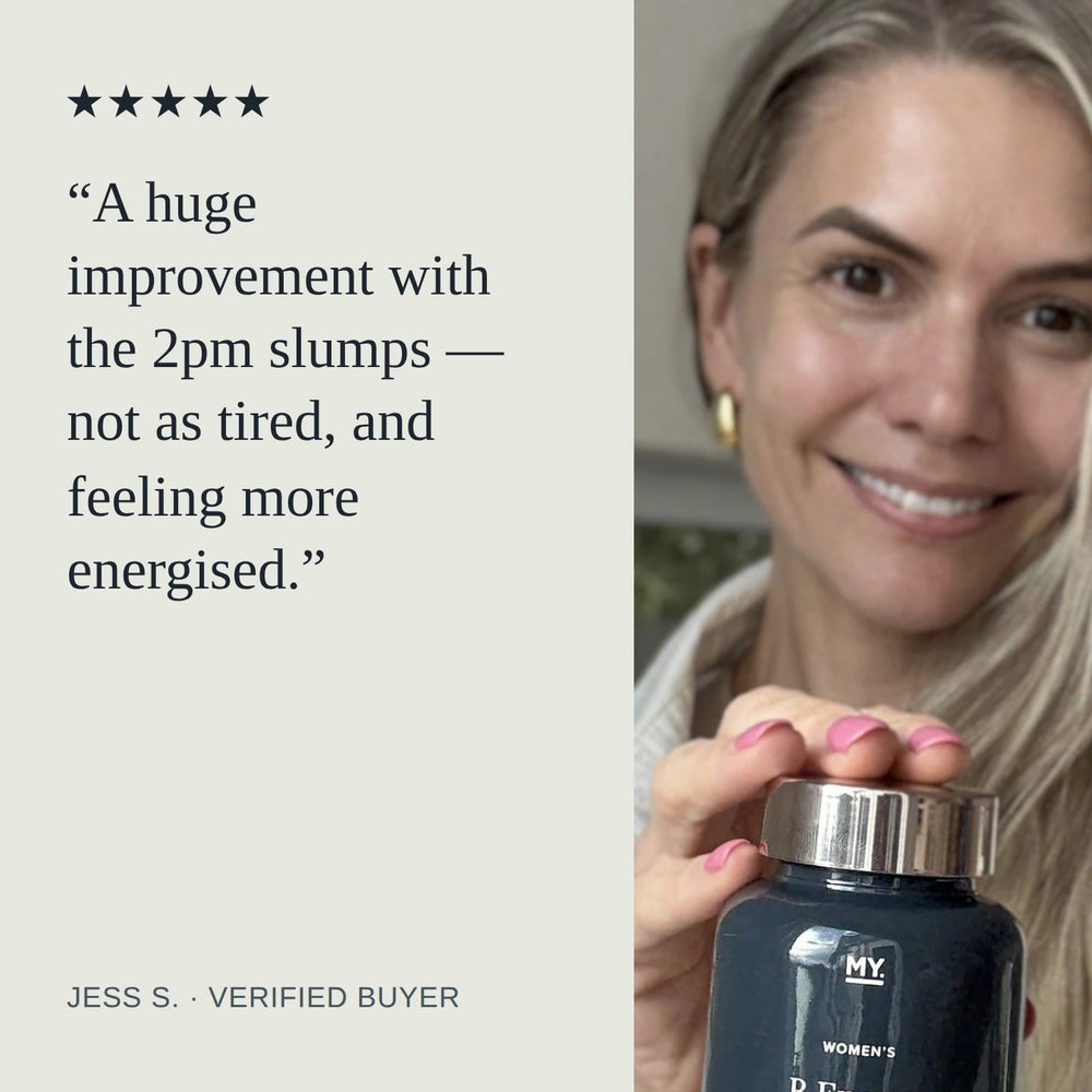 Five-star customer review of MyPause Women's B Energy Complex.