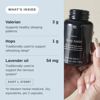 Valerian, hops and lavender oil in Sleep Assist. AUST L 470087.