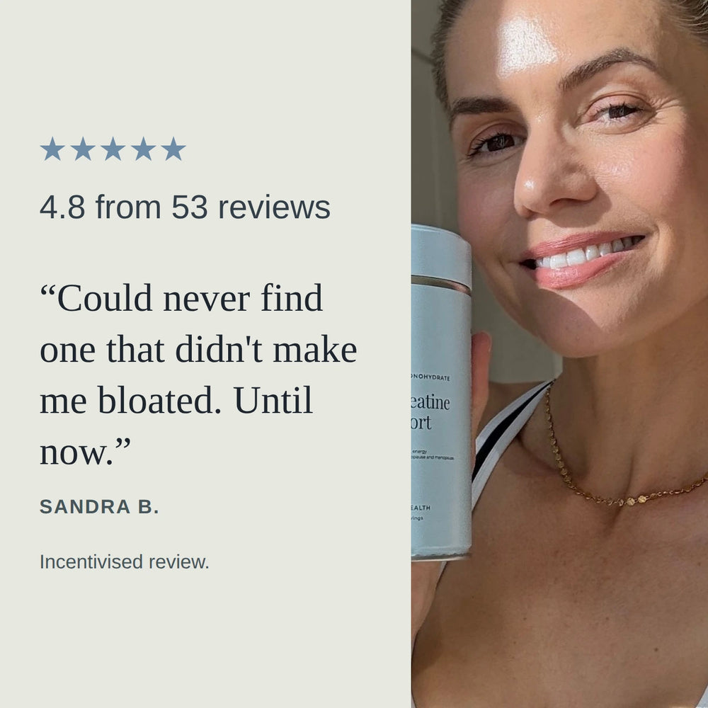 Five-star customer review of MyPause Daily Creatine Support.