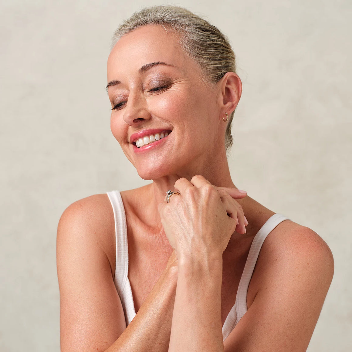 Woman with healthy, natural skin, mid-life